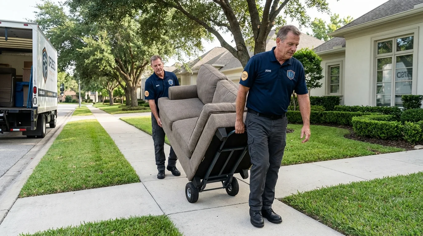 Local residential moving crew loading furniture in Groveland, MA